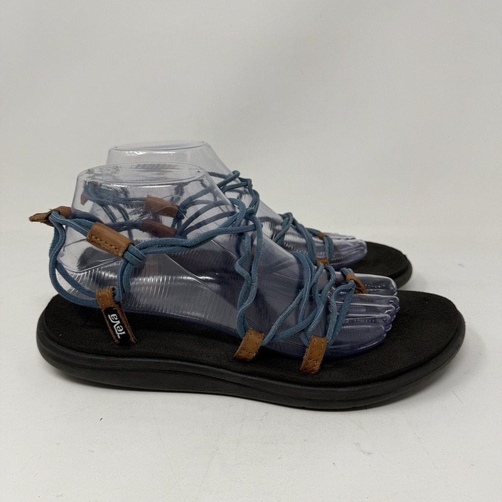 Teva Voya Infinity Women's Sandals Blue Brown Strappy Minimalist Size 9